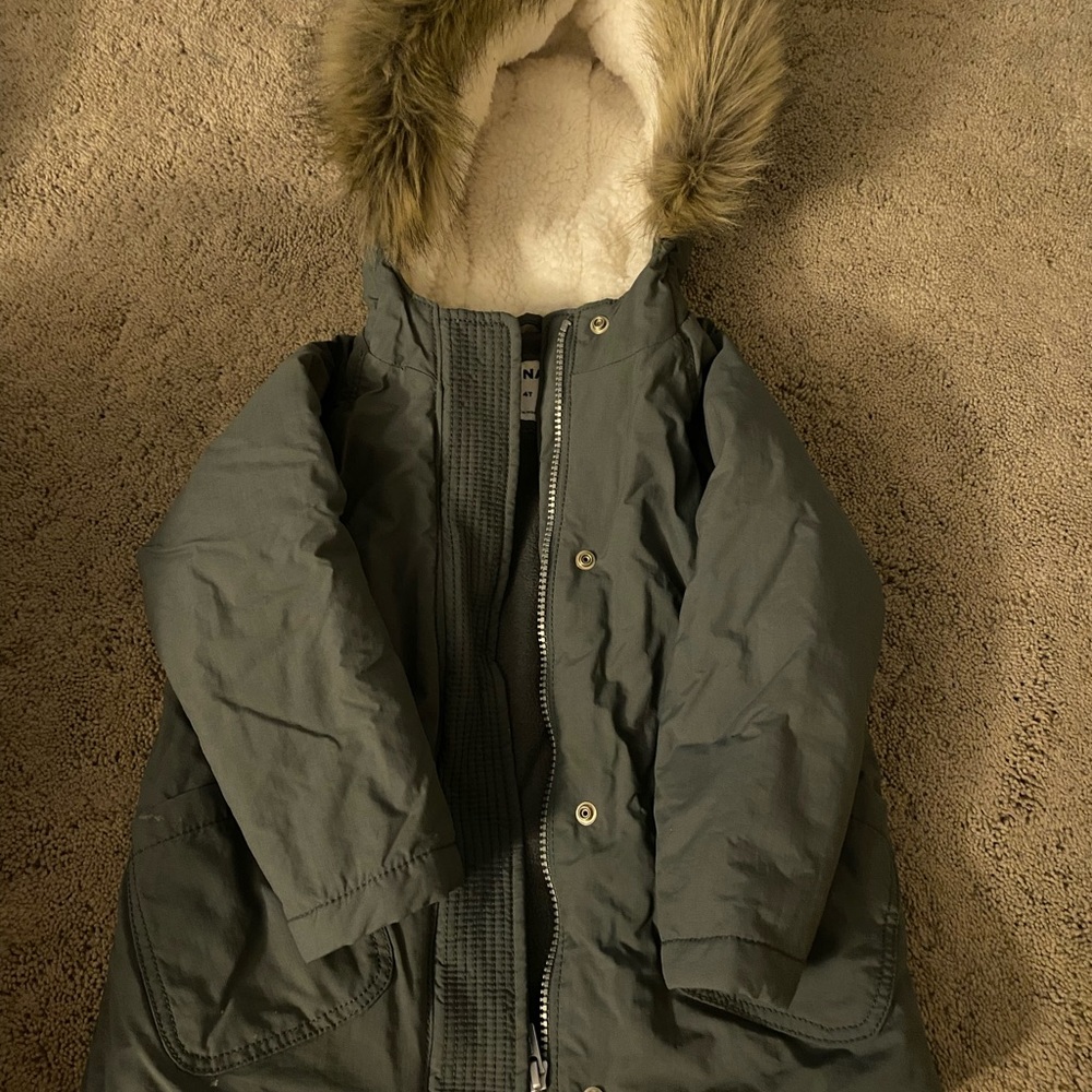 Old Navy Kids Parka with Faux Fur Hood - Olive Green
